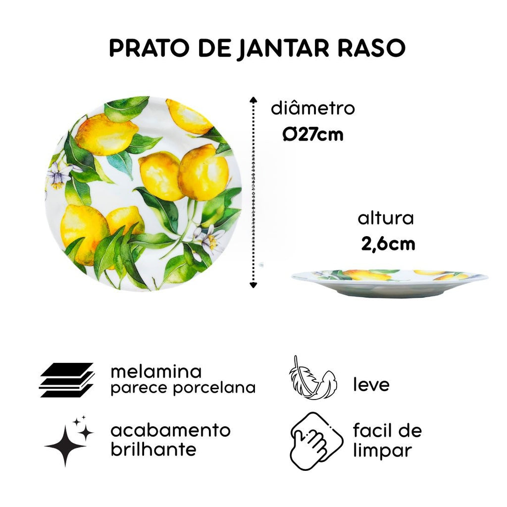 Kit 6 Pratos Rasos de Melamina Sicília