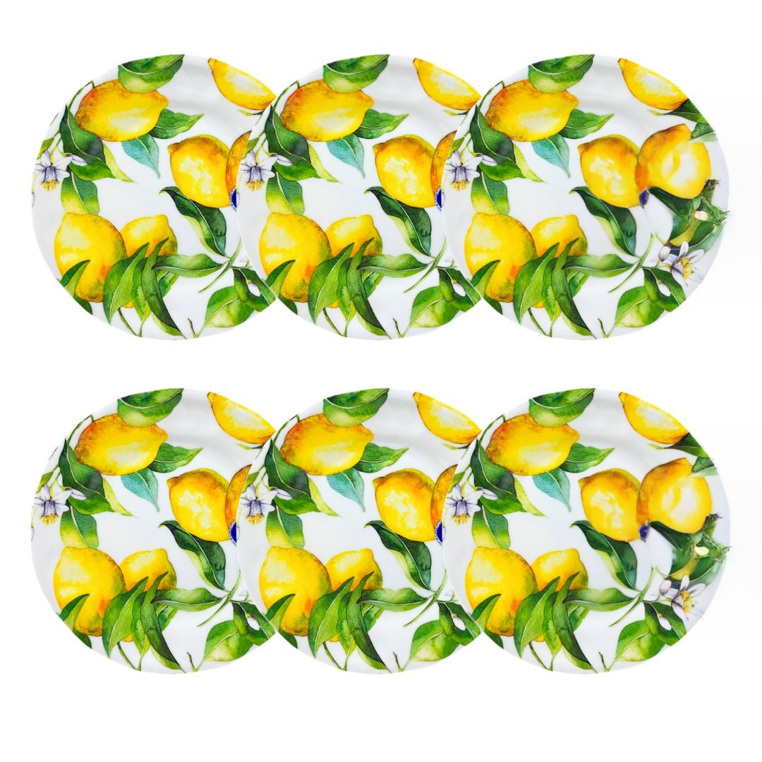 Kit 6 Pratos de Sobremesa de Melamina Sicília 23 cm