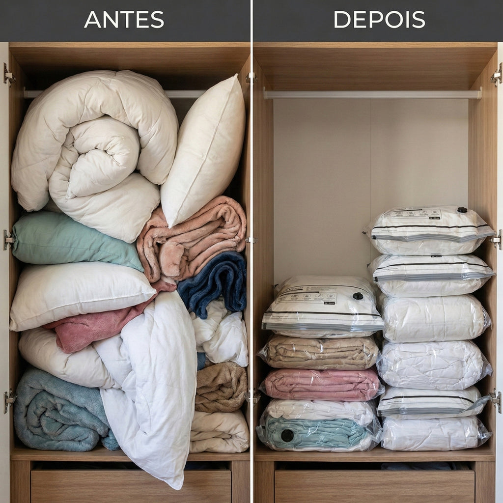 Kit 4 Sacos a Vácuo Zip M 65x45 cm com Bomba