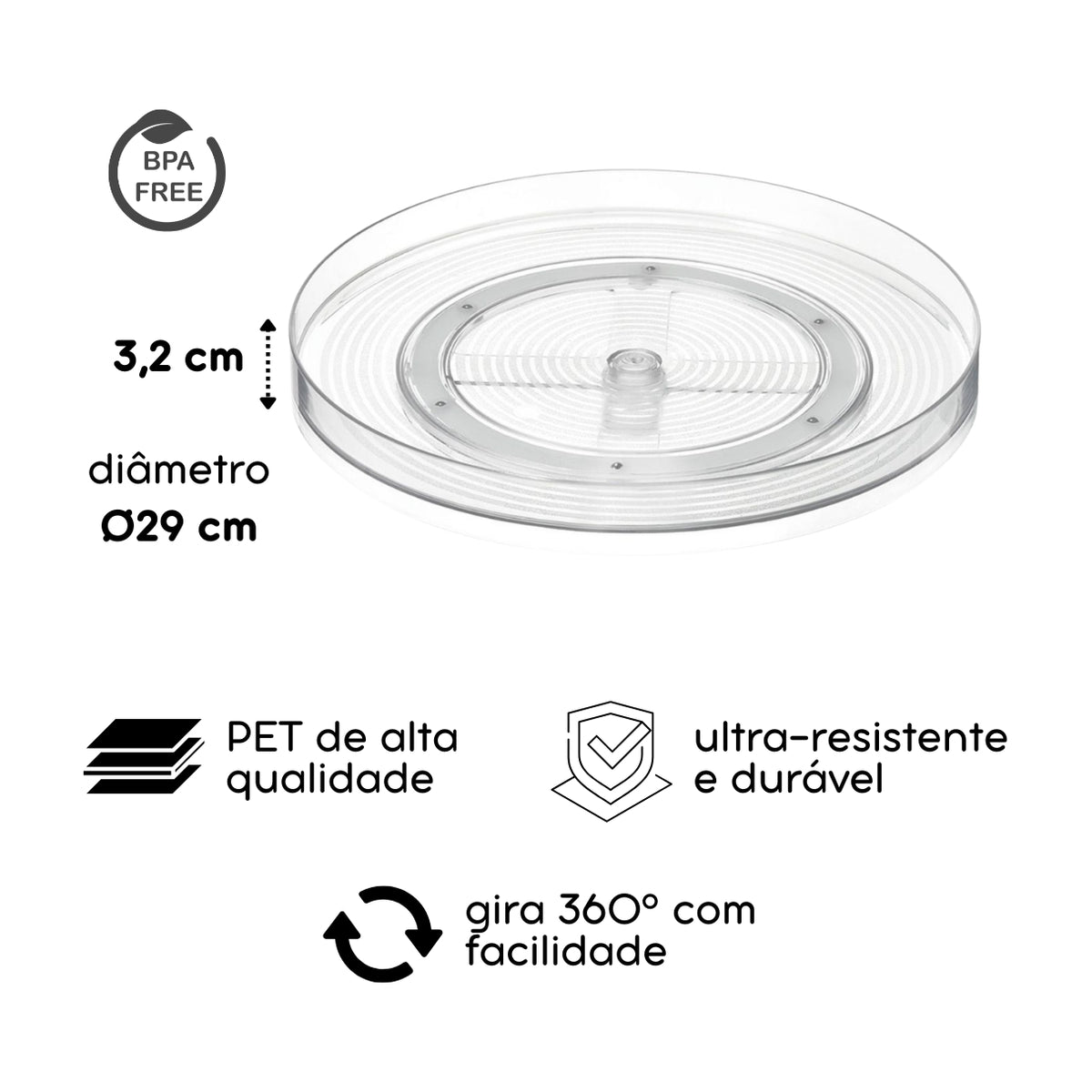 Organizador Giratório Dry Cristal Ø29 cm