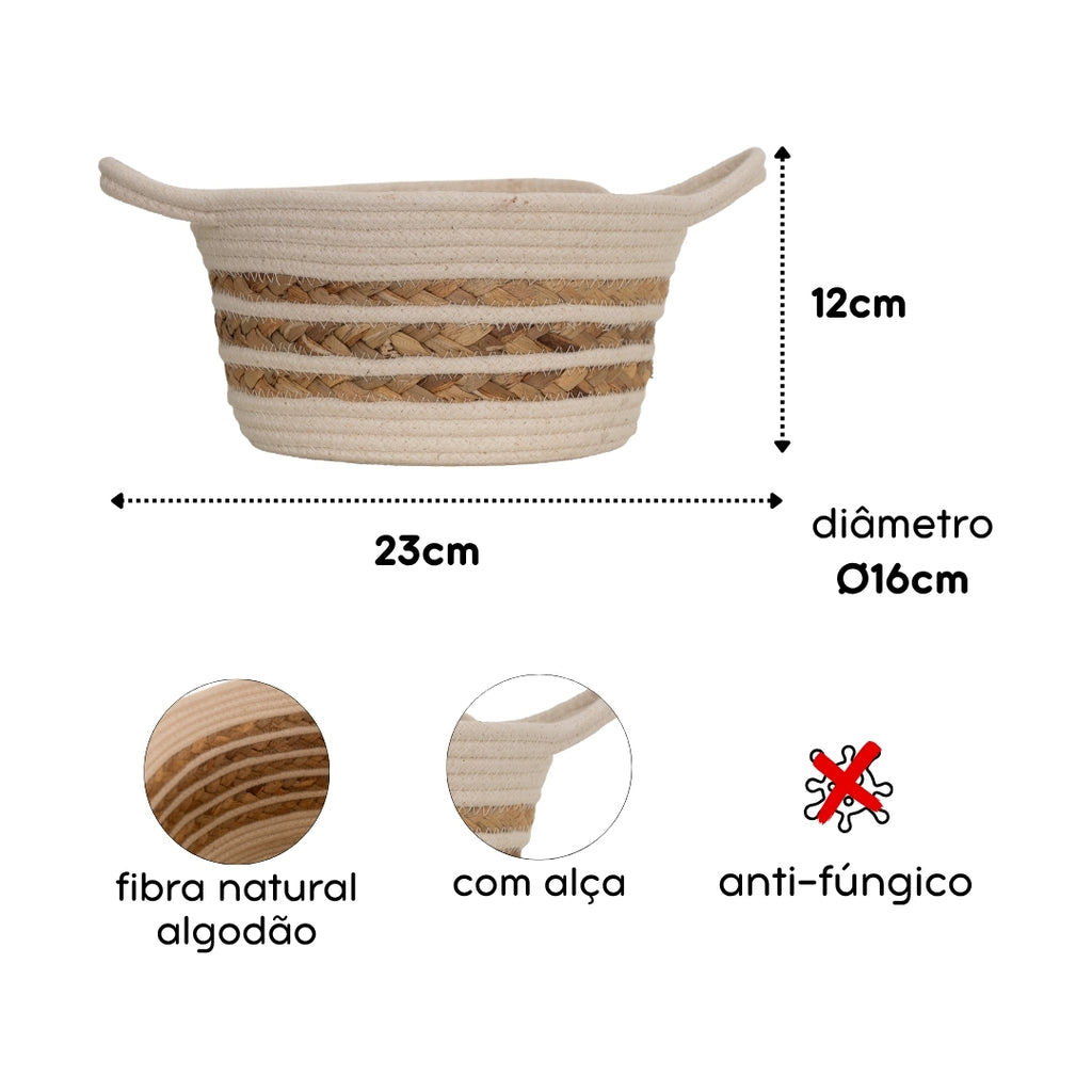 Cesto Redondo de Algodão e Seagrass