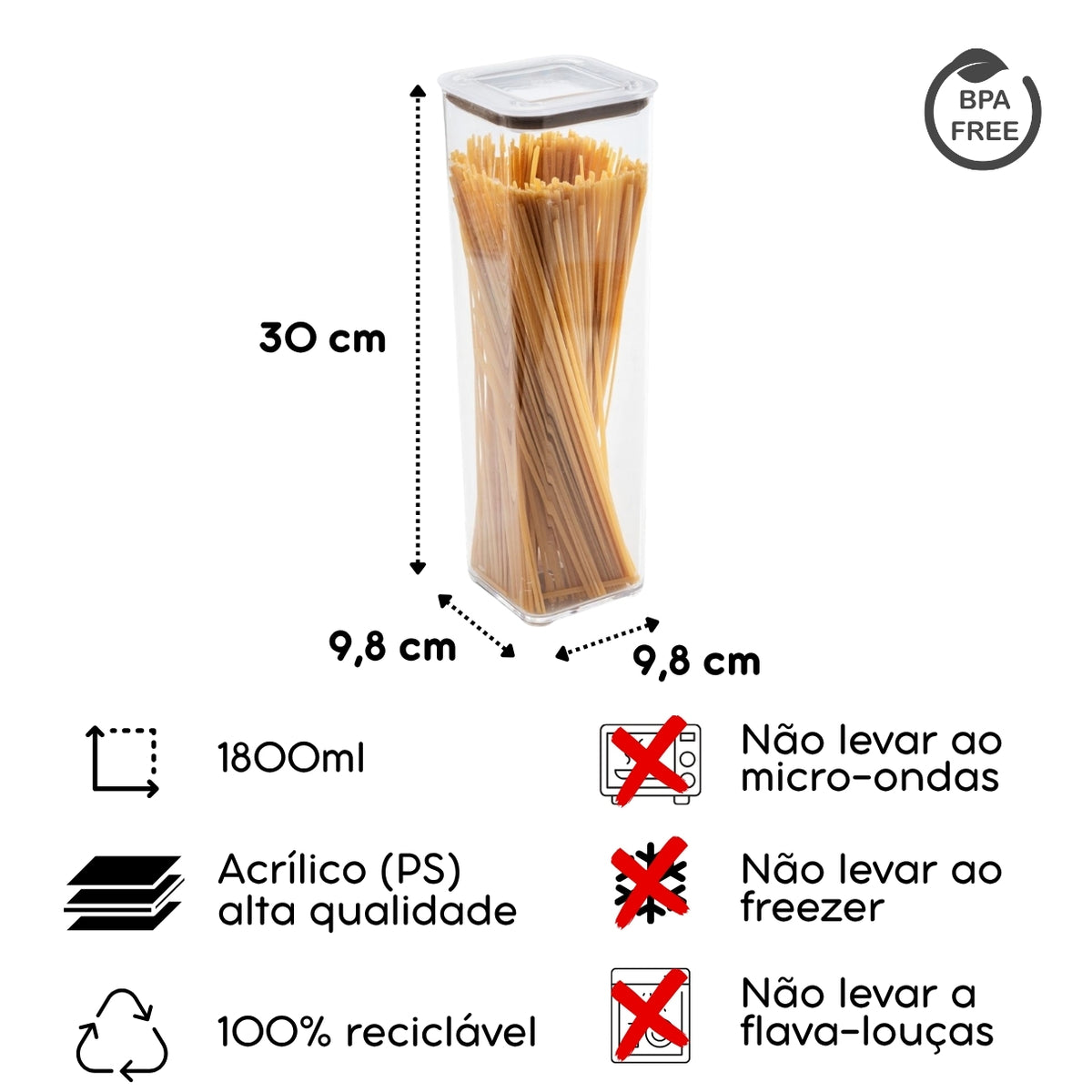Pote Hermético Modo Cristal para Alimentos