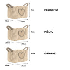 Kit 3 Cestos de Algodão com Coração