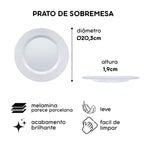 Kit 12 Pratos de Sobremesa de Melamina Sicília 23 cm