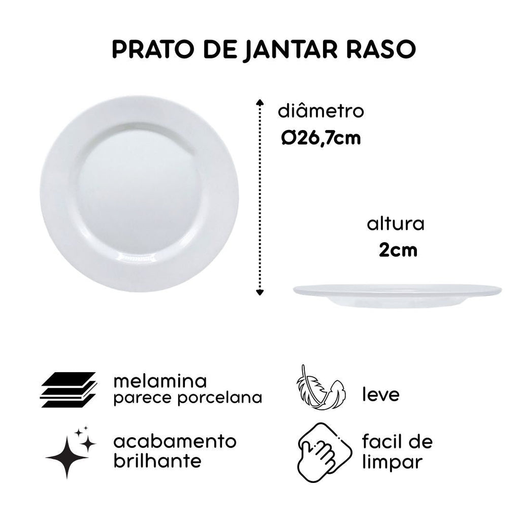 Kit 6 Pratos Rasos de Melamina Sicília