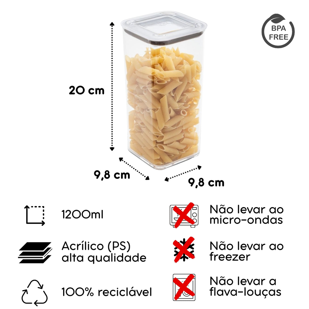 Pote Hermético Modo Cristal para Alimentos