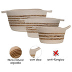 Kit 3 Cestos Redondos de Algodão e Seagrass