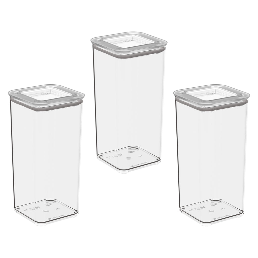 Kit 3 Potes Herméticos Modo Cristal Empilháveis