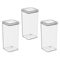 Kit 3 Potes Herméticos Modo Cristal Empilháveis