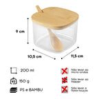 Açucareiro Sense de Bambu com Colher e Tampa 450 ml