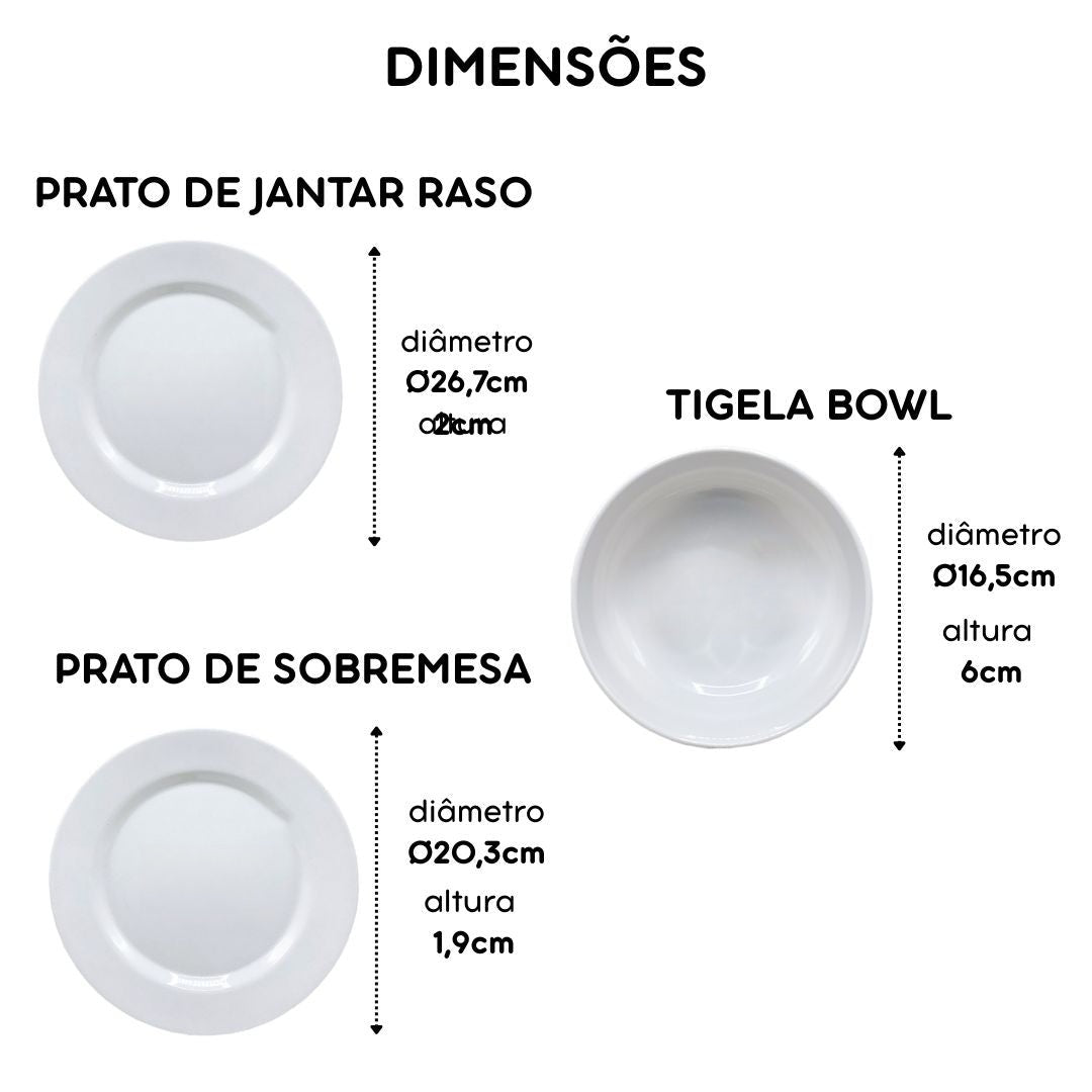 Jogo de Jantar 12 Peças de Melamina Sem BPA