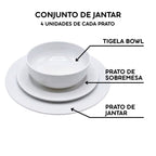 Jogo de Jantar 12 Peças de Melamina Sem BPA