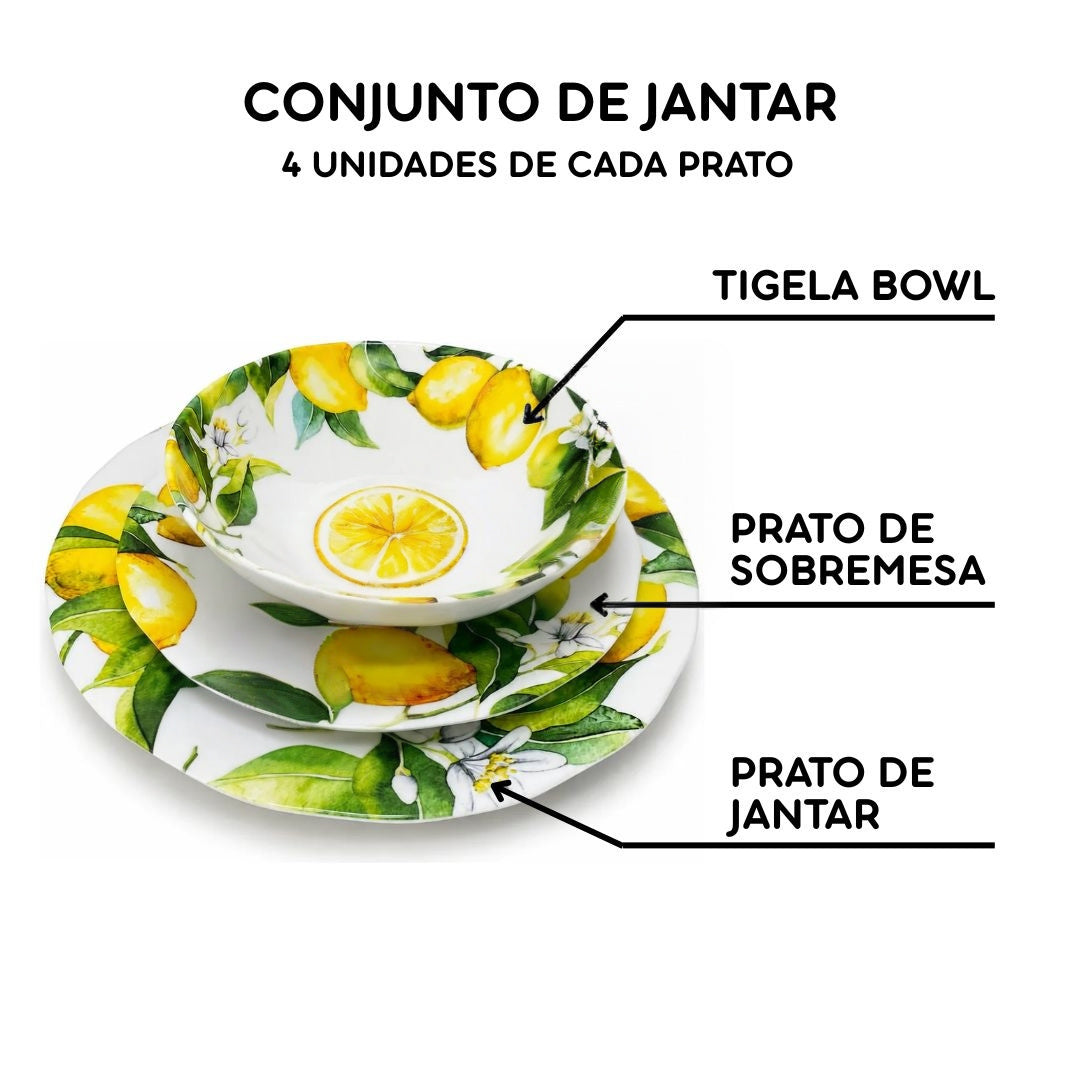 Jogo de Jantar 12 Peças de Melamina Sem BPA