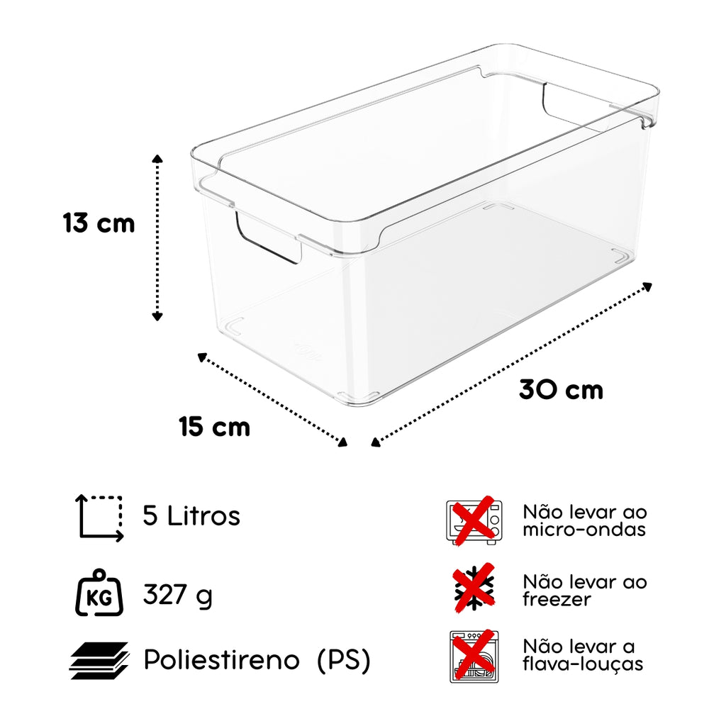 Kit 3 Organizadores Clear Natural 30x15x13 cm