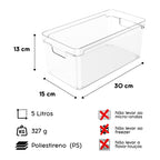 Kit 3 Organizadores Clear Natural 30x15x13 cm