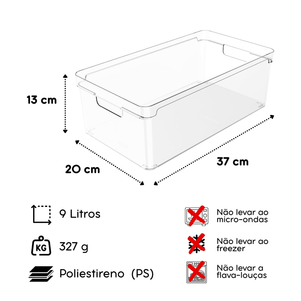 Kit 2 Organizadores Clear Natural 37x20x13 cm