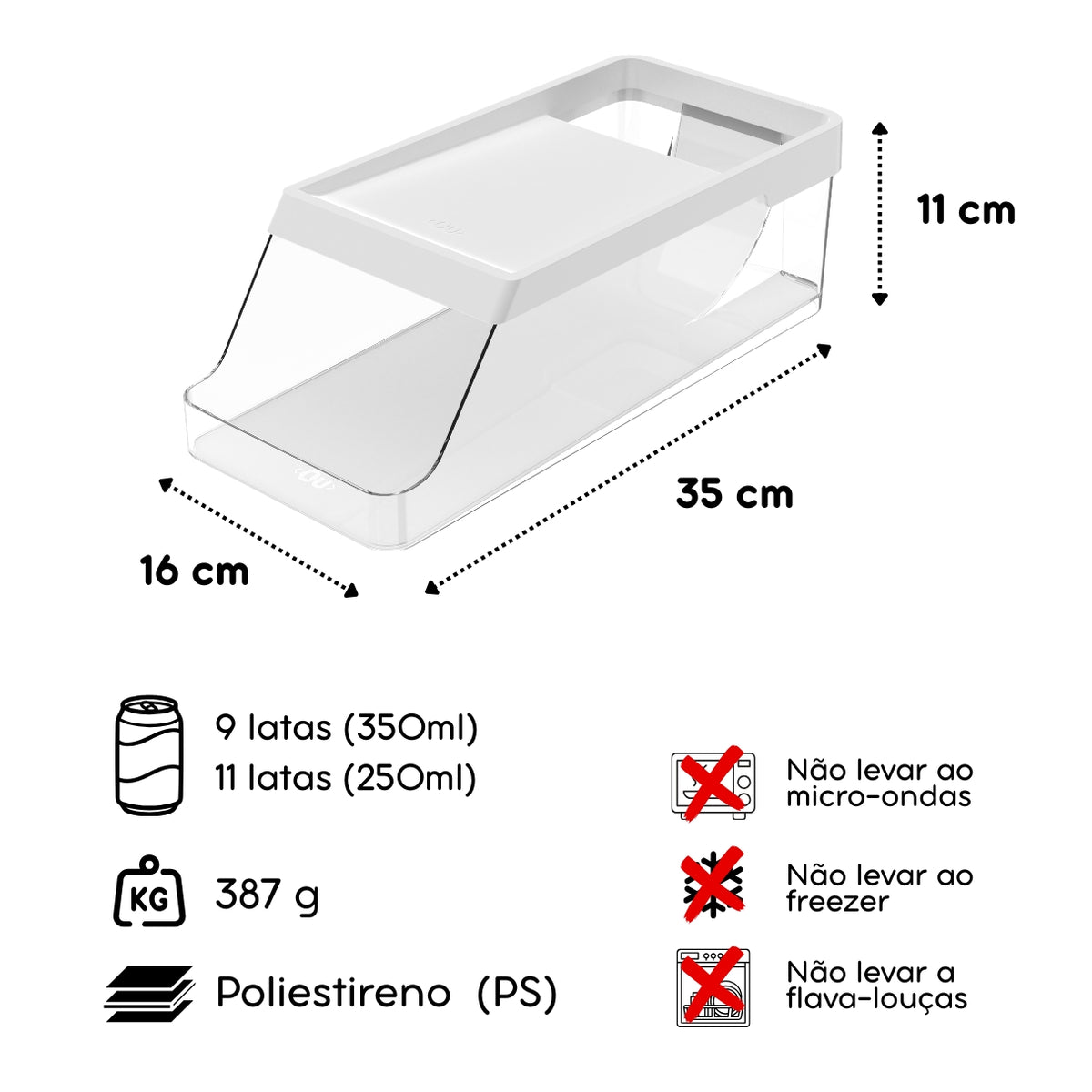 Organizador de Latas Clear Fresh Branco Fechado
