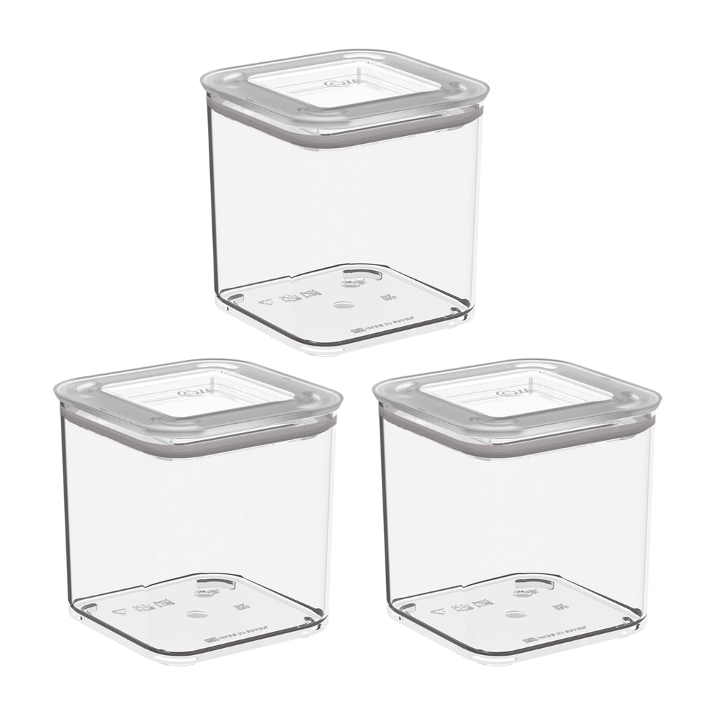 Kit 3 Potes Herméticos Modo Cristal Empilháveis