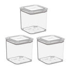 Kit 3 Potes Herméticos Modo Cristal Empilháveis