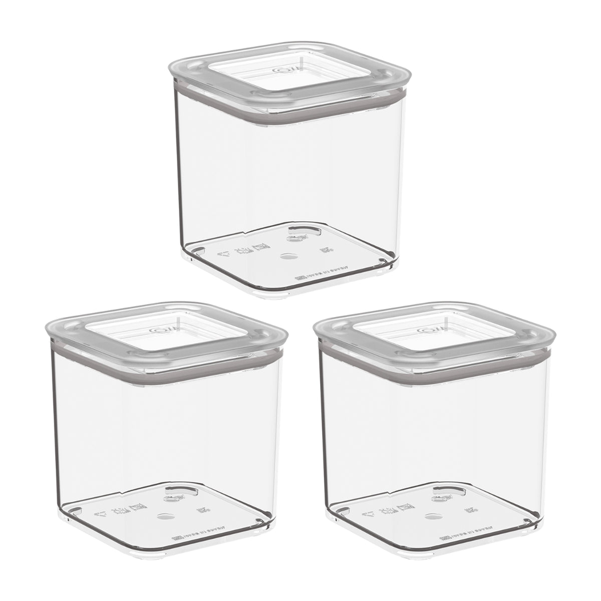 Kit 3 Potes Herméticos Modo Cristal Empilháveis