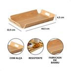 Bandeja Retangular de Bambu com Alça 44,5x33,5cm