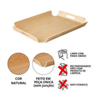 Bandeja Retangular de Bambu com Alça 54x39x5cm