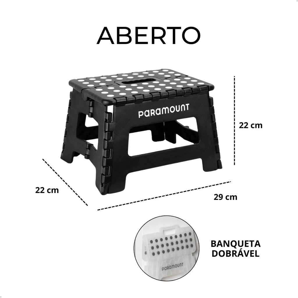 Banqueta Dobrável Antiderrapante 22cm