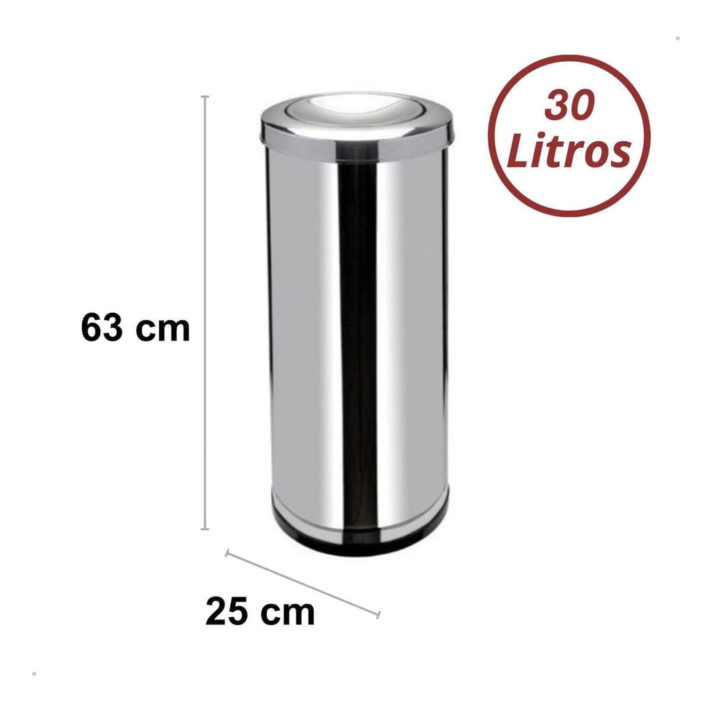Cesto de Lixo 30 Litros Inox com Tampa Basculante