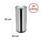 Cesto de Lixo 30 Litros Inox com Tampa Basculante