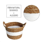 Cesto Decorativo Seagrass Trançado com Alça Boho