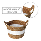 Cesto Decorativo Seagrass Trançado com Alça Boho