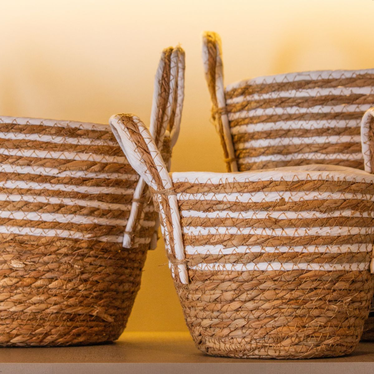 Cesto Decorativo Seagrass Trançado com Alça Boho
