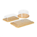Conjunto 3 Itens Mesa Posta Bambu com Tampa de Acrílico