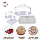 Conjunto Mesa Posta 4 Peças com Tampa de Acrílico