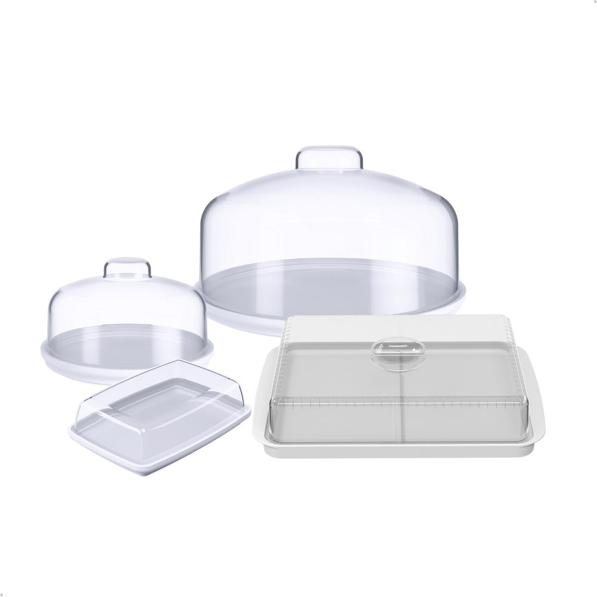Conjunto Mesa Posta 4 Peças com Tampa de Acrílico