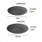 Conjunto de Pratos Redondos 8 Peças para Refeição e Sobremesa