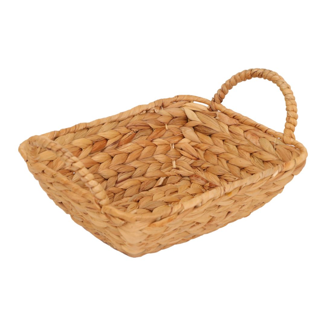 Cesto Retangular de Fibra Natural com Alça 25x20 cm