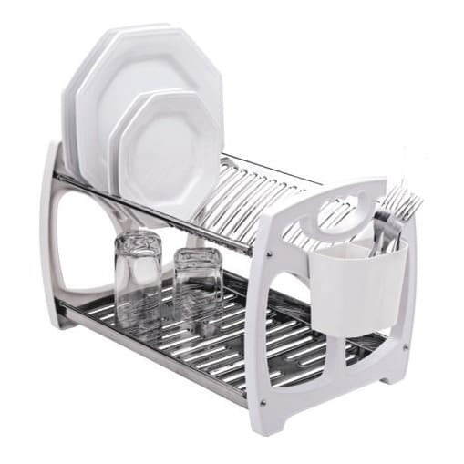 Escorredor de Louça Inox 20 Pratos com Porta-Talheres Removível