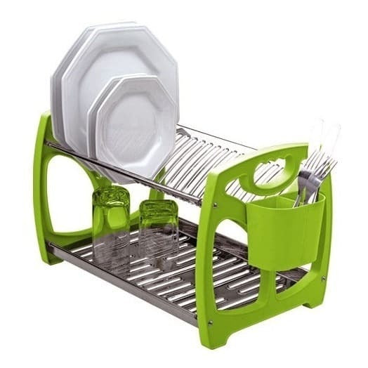 Escorredor de Louça Inox 20 Pratos com Porta-Talheres Removível
