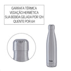 Garrafa Térmica Aço Inox 500ml Gelado ou Quente 12h
