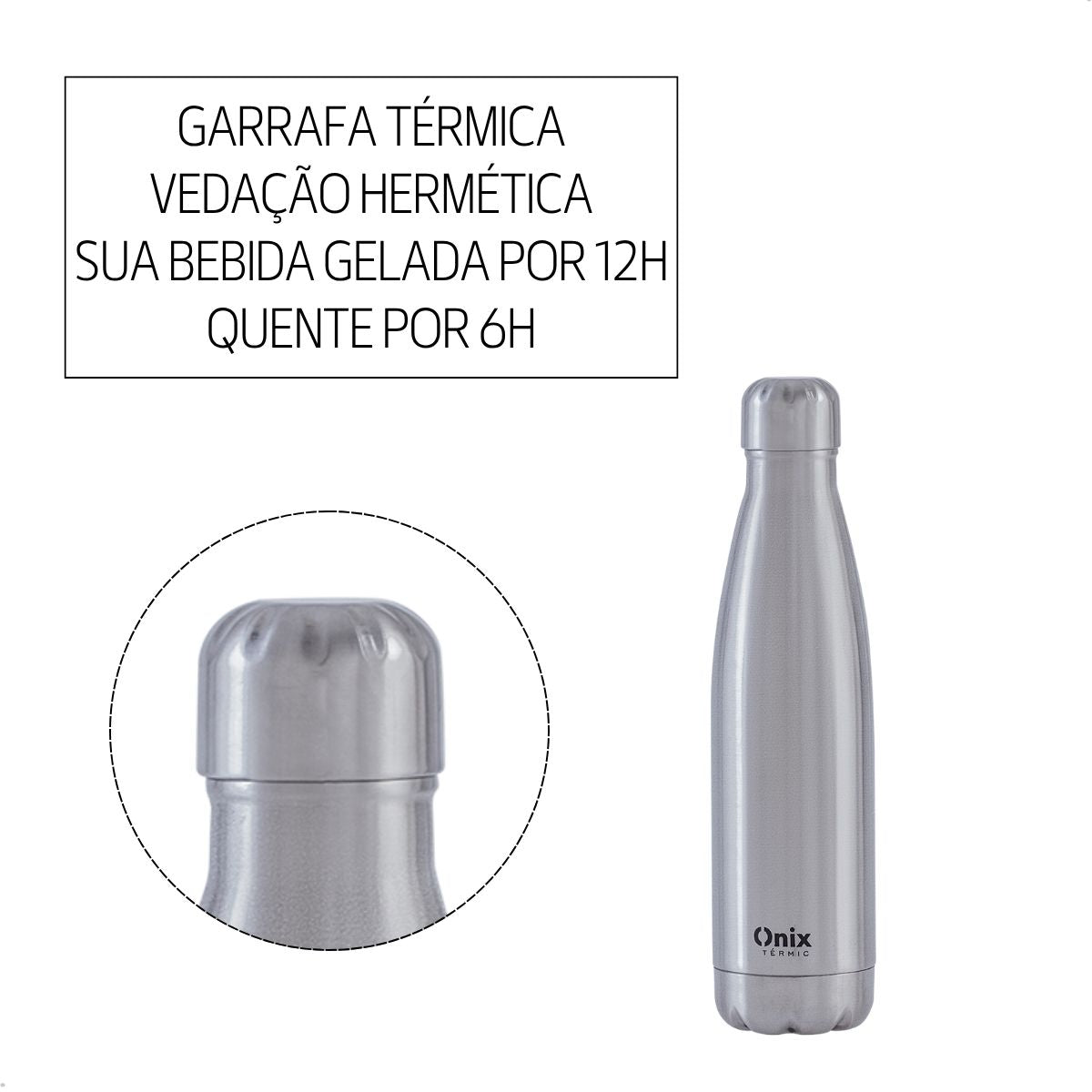 Garrafa Térmica Aço Inox 500ml Gelado ou Quente 12h