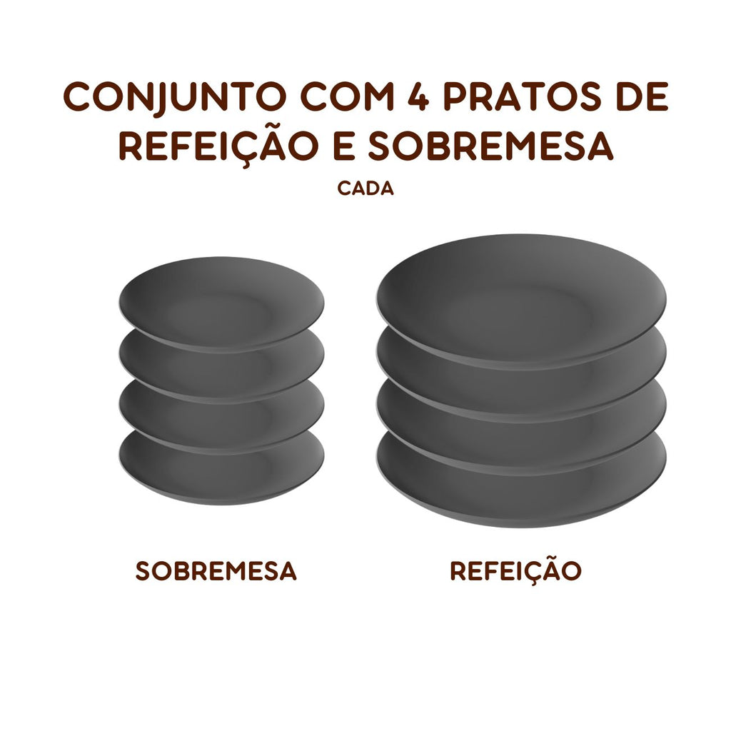 Jogo de Pratos de Refeição e Sobremesa Kit com 3 Cada