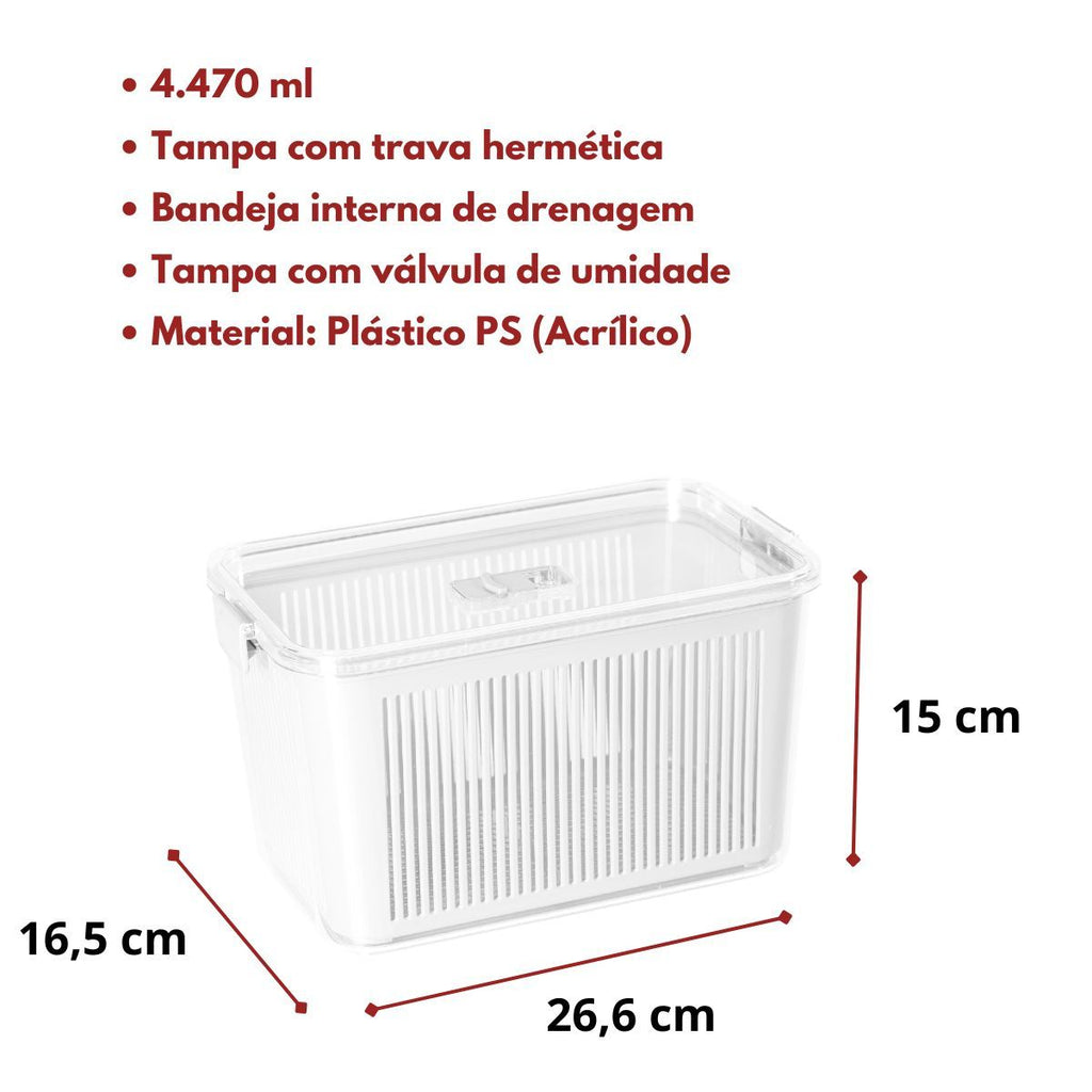 Kit 2 Potes Organizadores Acrílico com Drenagem 4.470ml