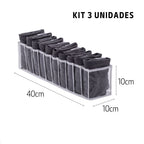 Kit 3 Colmeias Organizadoras Gaveta 40x10x10cm Transparente