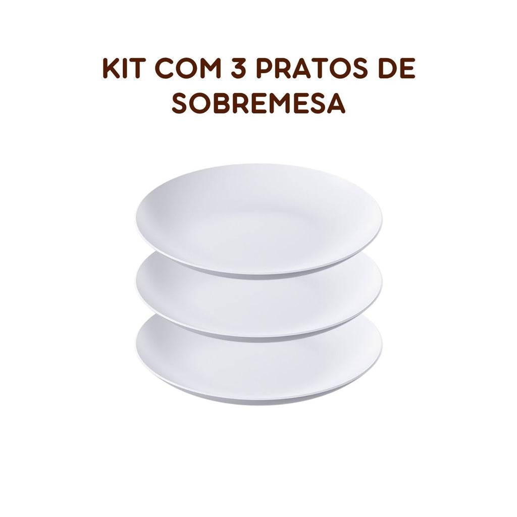 Kit 3 Pratos de Sobremesa 18cm Coloridos