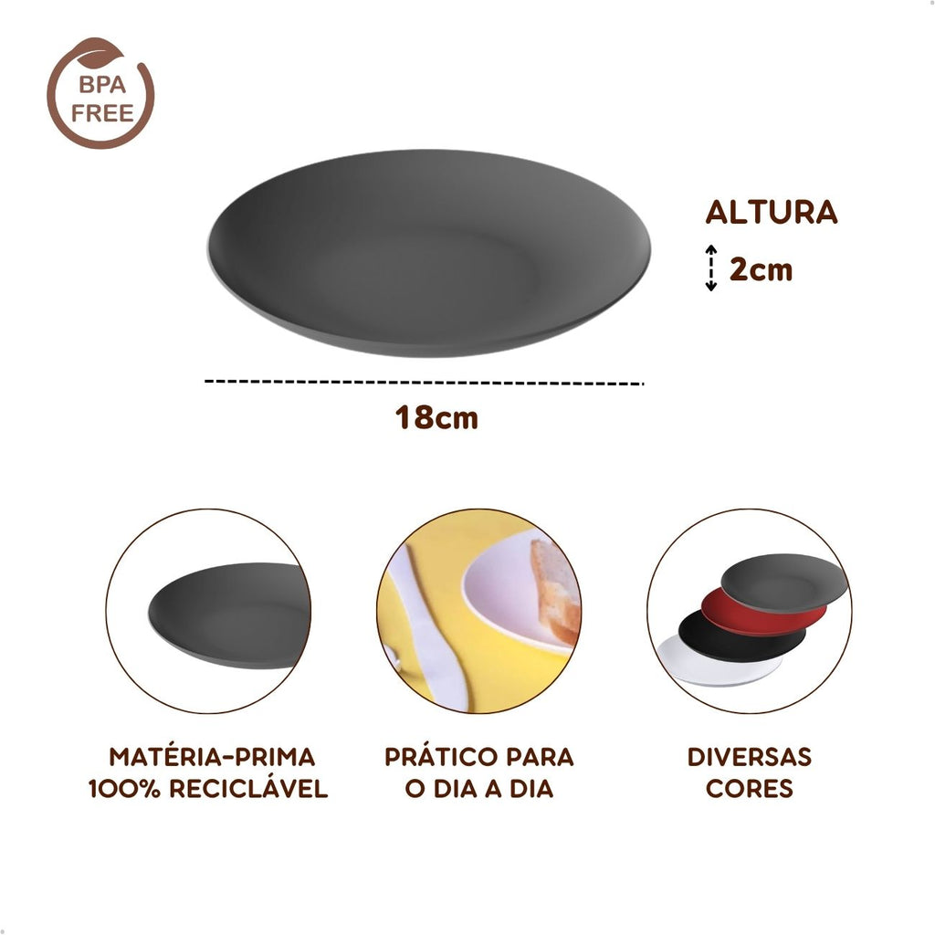Kit 3 Pratos de Sobremesa 18cm Coloridos