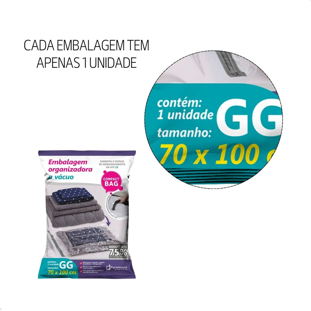Kit 3 Sacos a Vácuo 70x100cm Organizador de Roupas