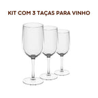 Kit 3 Taças de Vinho e Água 380ml Acrílico