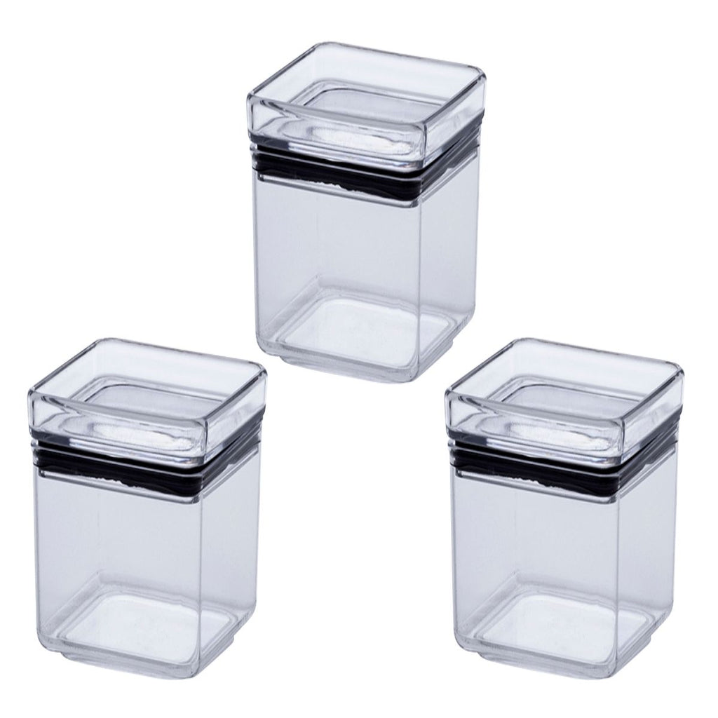 Kit 3 Potes Herméticos Quadrados Acrílico Transparentes