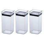 Kit 3 Potes Herméticos Quadrados Acrílico Transparentes